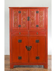 Chinese Late Qing Dynasty Period Red Lacquer Cabinet with Carved and Gilt Doors-2. Asian & Chinese Furniture, Art, Antiques, Vintage Home Décor for sale at FEA Home