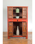 Chinese Late Qing Dynasty Period Red Lacquer Cabinet with Carved and Gilt Doors-4. Asian & Chinese Furniture, Art, Antiques, Vintage Home Décor for sale at FEA Home