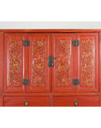 Chinese Late Qing Dynasty Period Red Lacquer Cabinet with Carved and Gilt Doors-5. Asian & Chinese Furniture, Art, Antiques, Vintage Home Décor for sale at FEA Home