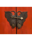 Chinese Late Qing Dynasty Period Red Lacquer Cabinet with Carved and Gilt Doors-8. Asian & Chinese Furniture, Art, Antiques, Vintage Home Décor for sale at FEA Home