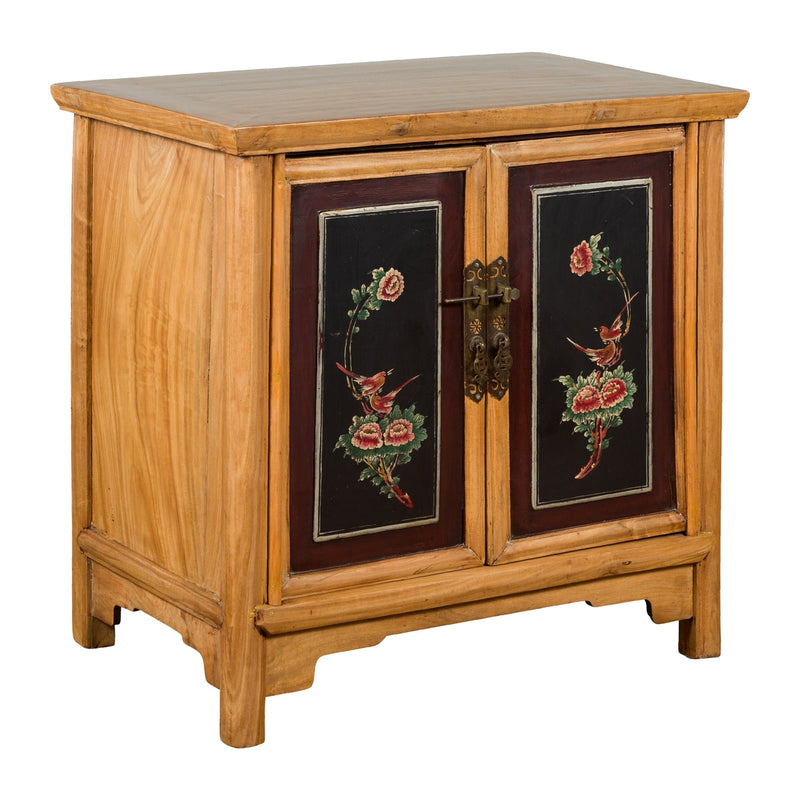 Chinese Late Qing Dynasty Side Cabinet with Hand Painted Flower and Bird Décor-YN7591-1. Asian & Chinese Furniture, Art, Antiques, Vintage Home Décor for sale at FEA Home