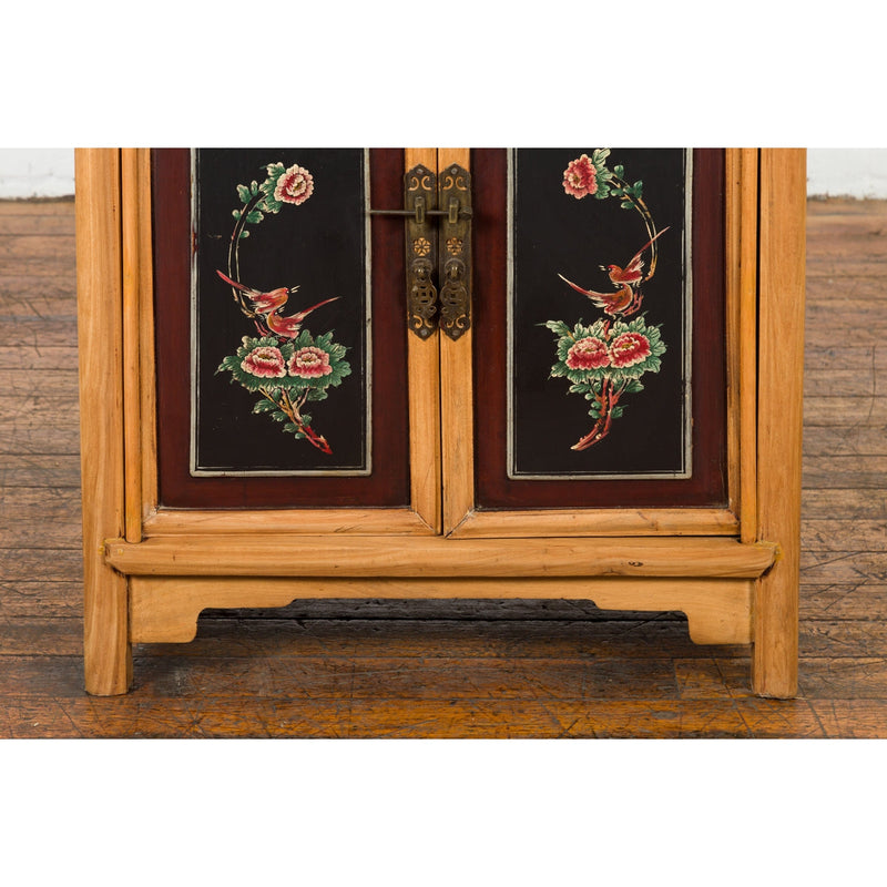 Chinese Late Qing Dynasty Side Cabinet with Hand Painted Flower and Bird Décor-YN7591-10. Asian & Chinese Furniture, Art, Antiques, Vintage Home Décor for sale at FEA Home