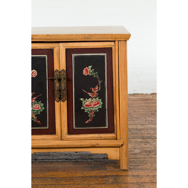 Chinese Late Qing Dynasty Side Cabinet with Hand Painted Flower and Bird Décor-YN7591-12. Asian & Chinese Furniture, Art, Antiques, Vintage Home Décor for sale at FEA Home