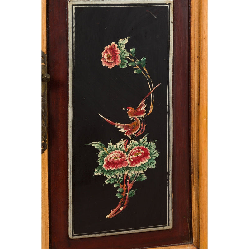 Chinese Late Qing Dynasty Side Cabinet with Hand Painted Flower and Bird Décor-YN7591-14. Asian & Chinese Furniture, Art, Antiques, Vintage Home Décor for sale at FEA Home