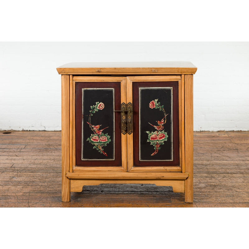 Chinese Late Qing Dynasty Side Cabinet with Hand Painted Flower and Bird Décor-YN7591-3. Asian & Chinese Furniture, Art, Antiques, Vintage Home Décor for sale at FEA Home
