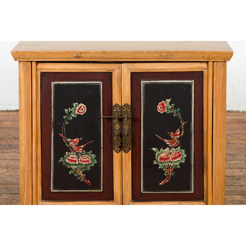 Chinese Late Qing Dynasty Side Cabinet with Hand Painted Flower and Bird Décor-YN7591-9. Asian & Chinese Furniture, Art, Antiques, Vintage Home Décor for sale at FEA Home
