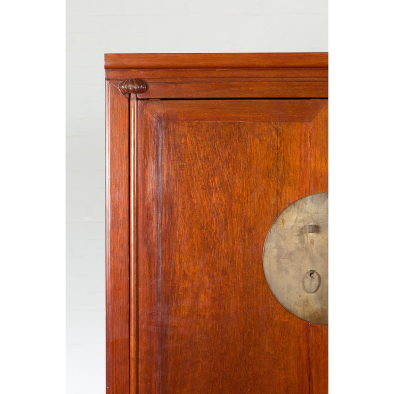 Chinese Qing Dynasty Armoire with Brass Medallion and Reconfigured Pocket Doors-YN2354-11. Asian & Chinese Furniture, Art, Antiques, Vintage Home Décor for sale at FEA Home