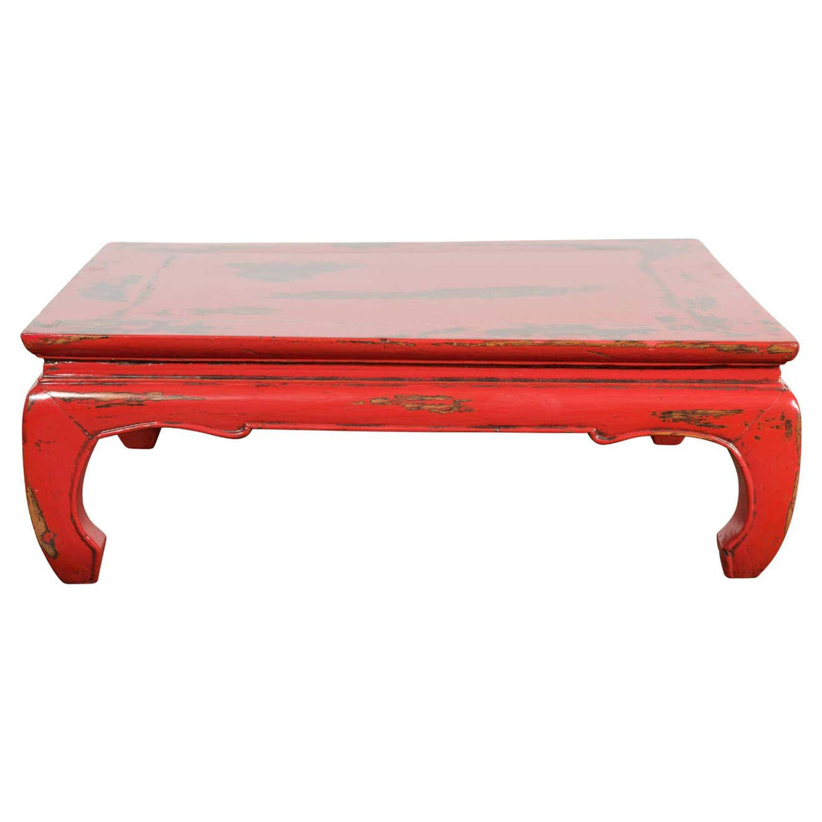 Chinese Qing Dynasty Low Kang Table with Custom Red Distressed Lacquer-1. Asian &amp; Chinese Furniture, Art, Antiques, Vintage Home Décor for sale at FEA Home