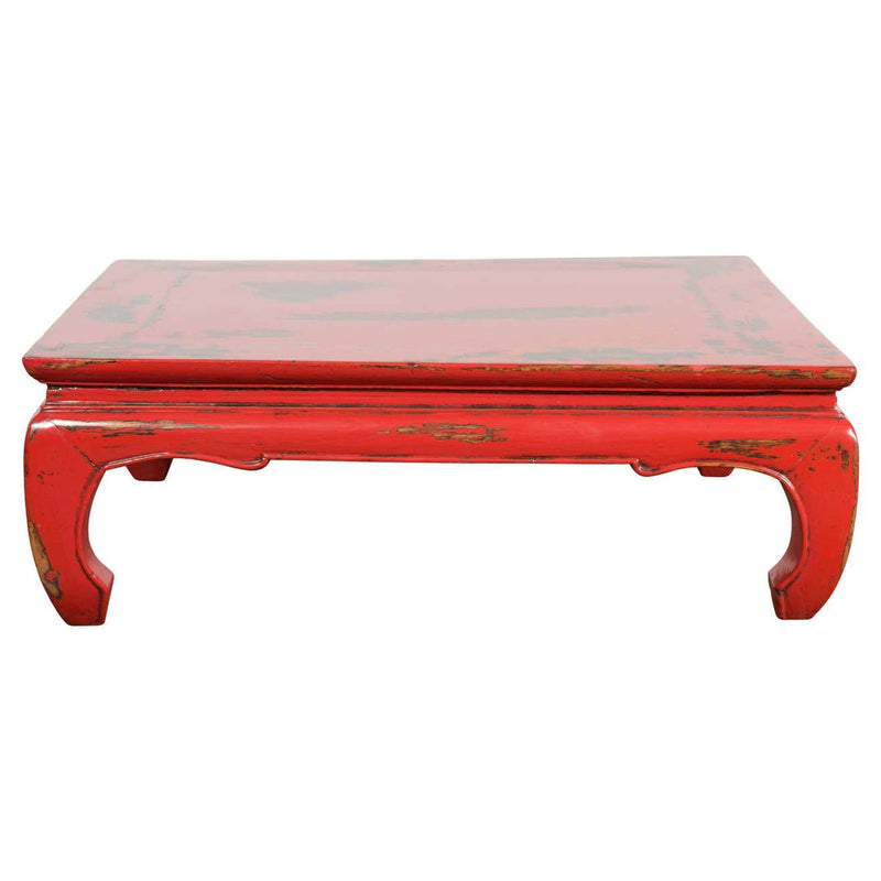 Chinese Qing Dynasty Low Kang Table with Custom Red Distressed Lacquer-YN7605-1. Asian & Chinese Furniture, Art, Antiques, Vintage Home Décor for sale at FEA Home