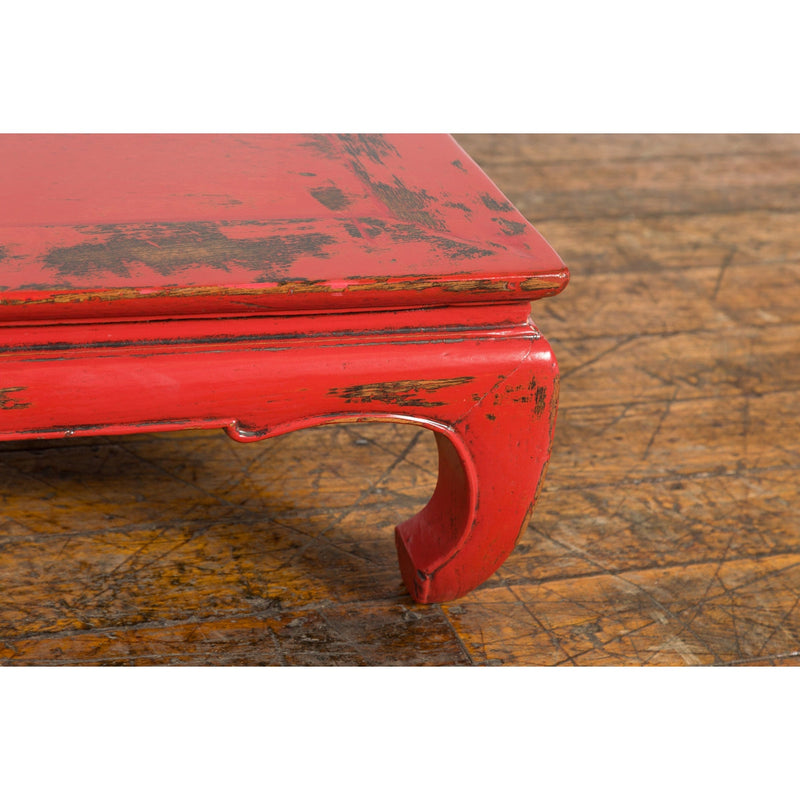 Chinese Qing Dynasty Low Kang Table with Custom Red Distressed Lacquer-YN7605-12. Asian & Chinese Furniture, Art, Antiques, Vintage Home Décor for sale at FEA Home