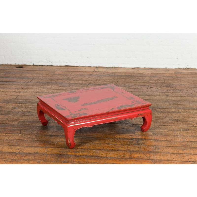 Chinese Qing Dynasty Low Kang Table with Custom Red Distressed Lacquer-YN7605-13. Asian & Chinese Furniture, Art, Antiques, Vintage Home Décor for sale at FEA Home
