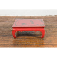 Chinese Qing Dynasty Low Kang Table with Custom Red Distressed Lacquer