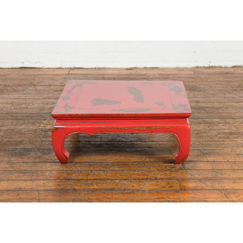 Chinese Qing Dynasty Low Kang Table with Custom Red Distressed Lacquer-YN7605-14. Asian & Chinese Furniture, Art, Antiques, Vintage Home Décor for sale at FEA Home