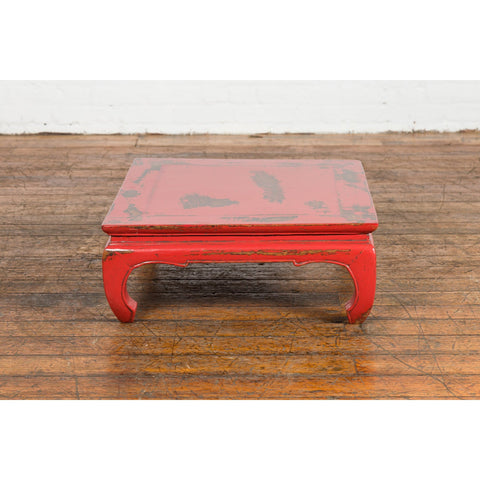 Chinese Qing Dynasty Low Kang Table with Custom Red Distressed Lacquer-YN7605-14. Asian & Chinese Furniture, Art, Antiques, Vintage Home Décor for sale at FEA Home