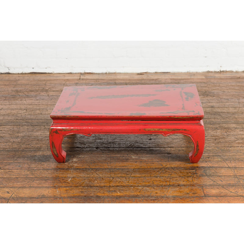 Chinese Qing Dynasty Low Kang Table with Custom Red Distressed Lacquer-YN7605-15. Asian & Chinese Furniture, Art, Antiques, Vintage Home Décor for sale at FEA Home