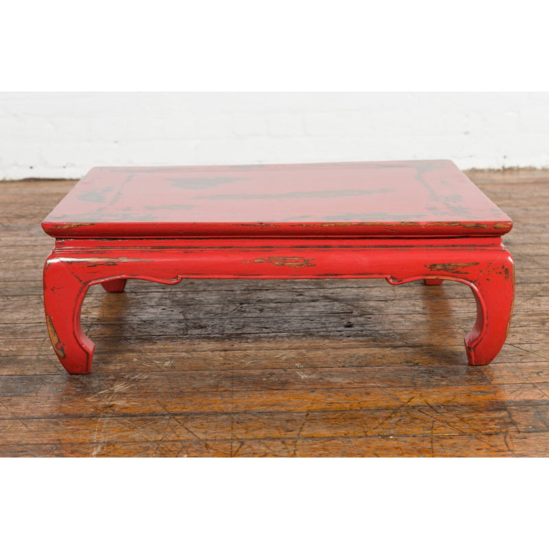 Chinese Qing Dynasty Low Kang Table with Custom Red Distressed Lacquer-YN7605-3. Asian & Chinese Furniture, Art, Antiques, Vintage Home Décor for sale at FEA Home