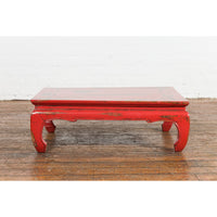 Chinese Qing Dynasty Low Kang Table with Custom Red Distressed Lacquer