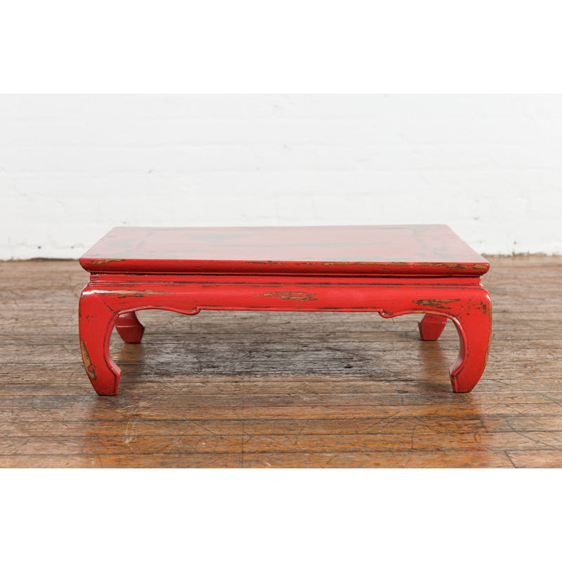 Chinese Qing Dynasty Low Kang Table with Custom Red Distressed Lacquer-YN7605-5. Asian & Chinese Furniture, Art, Antiques, Vintage Home Décor for sale at FEA Home