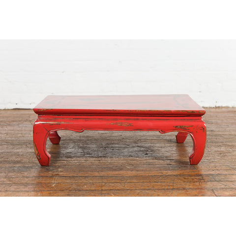 Chinese Qing Dynasty Low Kang Table with Custom Red Distressed Lacquer-YN7605-5. Asian & Chinese Furniture, Art, Antiques, Vintage Home Décor for sale at FEA Home