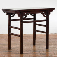 Chinese Qing Dynasty Ming Style Yumu Wood Wine Table with Dark Lacquer-YN4050-11. Asian & Chinese Furniture, Art, Antiques, Vintage Home Décor for sale at FEA Home