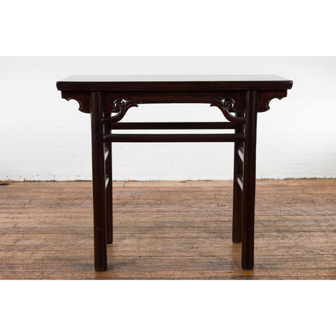 Chinese Qing Dynasty Ming Style Yumu Wood Wine Table with Dark Lacquer-YN4050-2. Asian & Chinese Furniture, Art, Antiques, Vintage Home Décor for sale at FEA Home