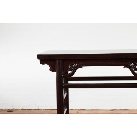 Chinese Qing Dynasty Ming Style Yumu Wood Wine Table with Dark Lacquer-YN4050-5. Asian & Chinese Furniture, Art, Antiques, Vintage Home Décor for sale at FEA Home