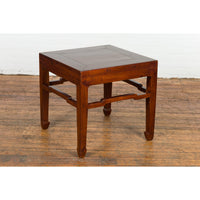 Chinese Qing Dynasty Period 19th Century Side Table with Humpback Stretchers