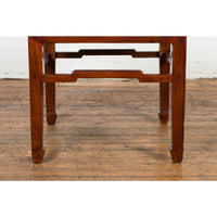 Chinese Qing Dynasty Period 19th Century Side Table with Humpback Stretchers