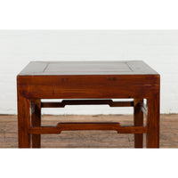 Chinese Qing Dynasty Period 19th Century Side Table with Humpback Stretchers