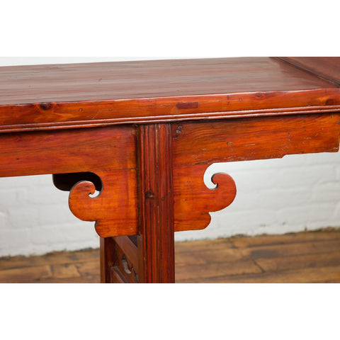 Chinese Qing Dynasty Period Altar Console Table with Cloudy Scroll Motifs-YN7636-9. Asian & Chinese Furniture, Art, Antiques, Vintage Home Décor for sale at FEA Home