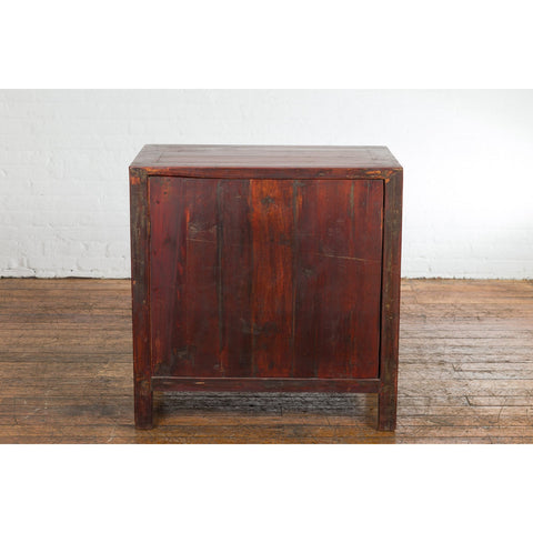 Chinese Red Lacquer Late Qing Dynasty Bedside Cabinet with Carved Décor-YN2617-19. Asian & Chinese Furniture, Art, Antiques, Vintage Home Décor for sale at FEA Home