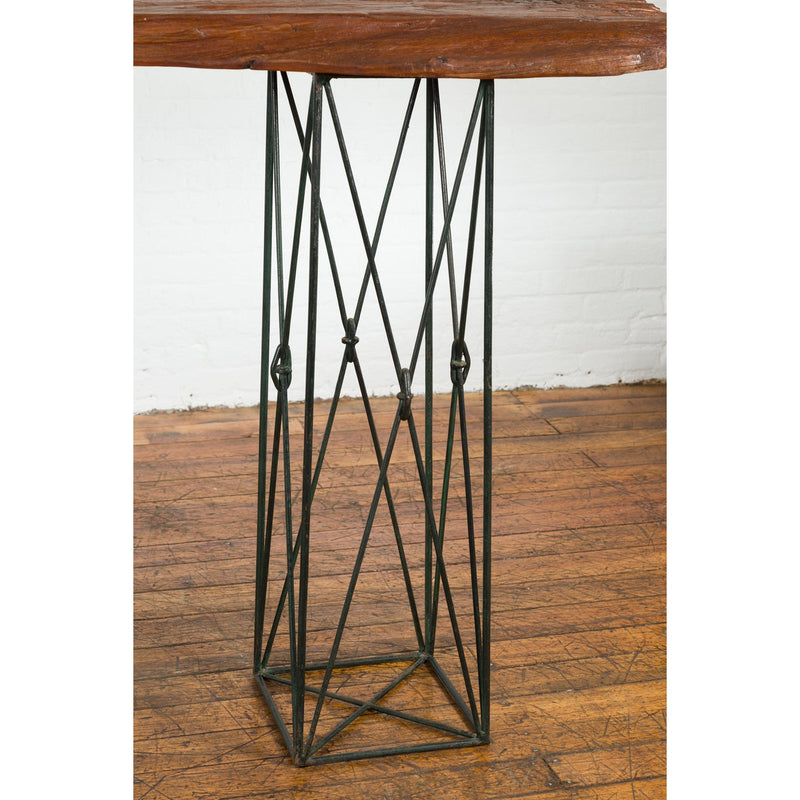 Contemporary Console Table with Reclaimed Wood Top and Metal Bases-YN7593-13. Asian & Chinese Furniture, Art, Antiques, Vintage Home Décor for sale at FEA Home