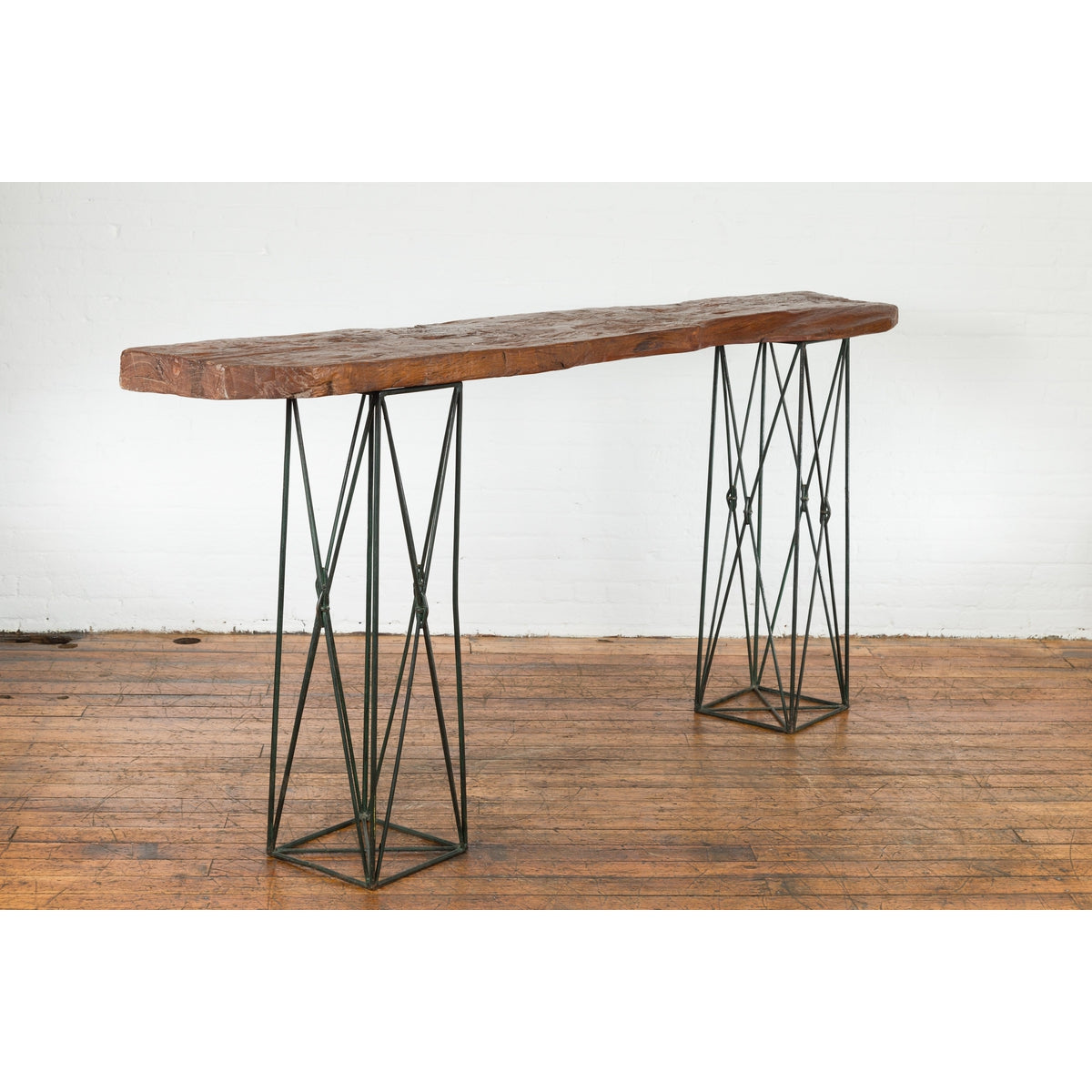 Contemporary Console Table with Reclaimed Wood Top and Metal Bases-2. Asian & Chinese Furniture, Art, Antiques, Vintage Home Décor for sale at FEA Home