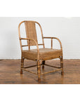 Country Style Burmese Vintage Hand-Woven Rattan Armchair with Rounded Back-10. Asian & Chinese Furniture, Art, Antiques, Vintage Home Décor for sale at FEA Home