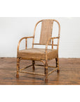 Country Style Burmese Vintage Hand-Woven Rattan Armchair with Rounded Back-15. Asian & Chinese Furniture, Art, Antiques, Vintage Home Décor for sale at FEA Home
