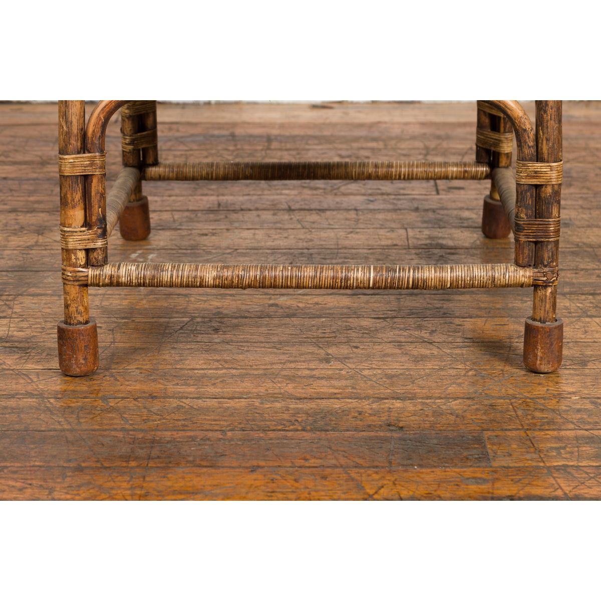 Country Style Burmese Vintage Hand-Woven Rattan Armchair with Rounded Back-6. Asian &amp; Chinese Furniture, Art, Antiques, Vintage Home Décor for sale at FEA Home