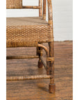 Country Style Burmese Vintage Hand-Woven Rattan Armchair with Rounded Back-8. Asian & Chinese Furniture, Art, Antiques, Vintage Home Décor for sale at FEA Home