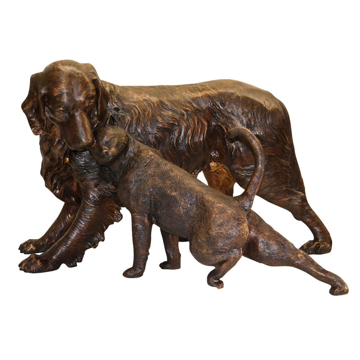 Dog and Cat Bronze Garden Statue, "Opposites Attract"-1. Asian & Chinese Furniture, Art, Antiques, Vintage Home Décor for sale at FEA Home