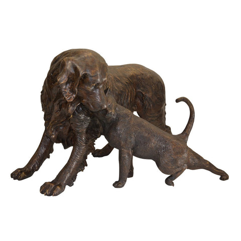 Dog and Cat Bronze Garden Statue, "Opposites Attract"-3. Asian & Chinese Furniture, Art, Antiques, Vintage Home Décor for sale at FEA Home