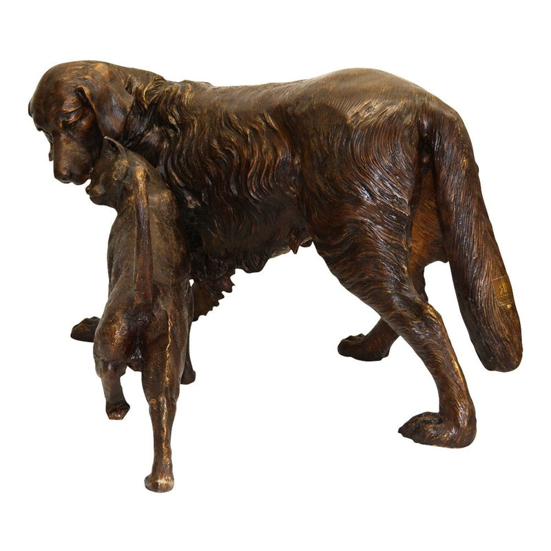 Dog and Cat Bronze Garden Statue, "Opposites Attract"-5. Asian & Chinese Furniture, Art, Antiques, Vintage Home Décor for sale at FEA Home