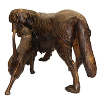 Dog and Cat Bronze Garden Statue, "Opposites Attract"