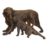 Dog and Cat Bronze Garden Statue, "Opposites Attract"