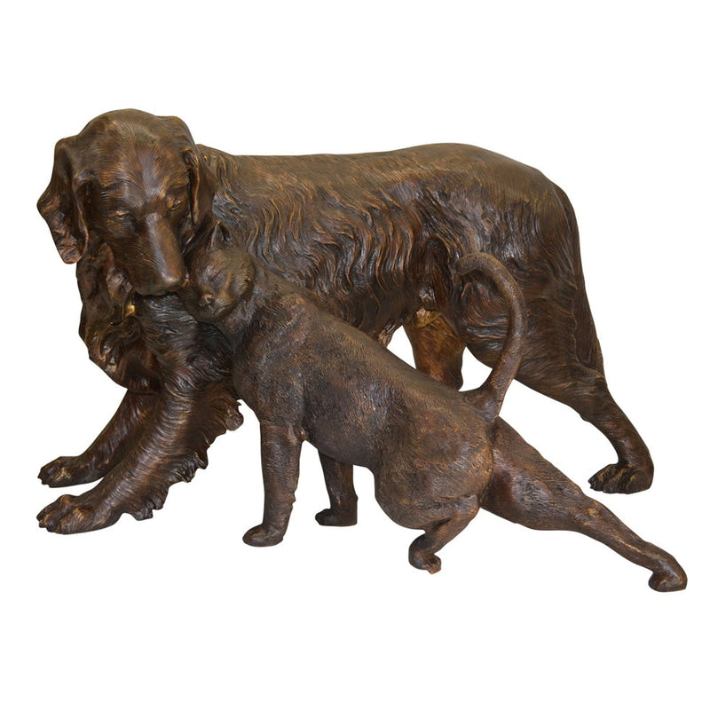 Dog and Cat Bronze Garden Statue, "Opposites Attract"-7. Asian & Chinese Furniture, Art, Antiques, Vintage Home Décor for sale at FEA Home