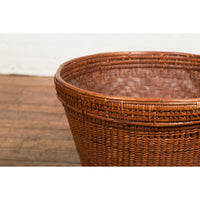 Hand Woven Rattan and Bamboo Thai 19th Century Grain Basket with Tapering Lines-YN7699-11. Asian & Chinese Furniture, Art, Antiques, Vintage Home Décor for sale at FEA Home