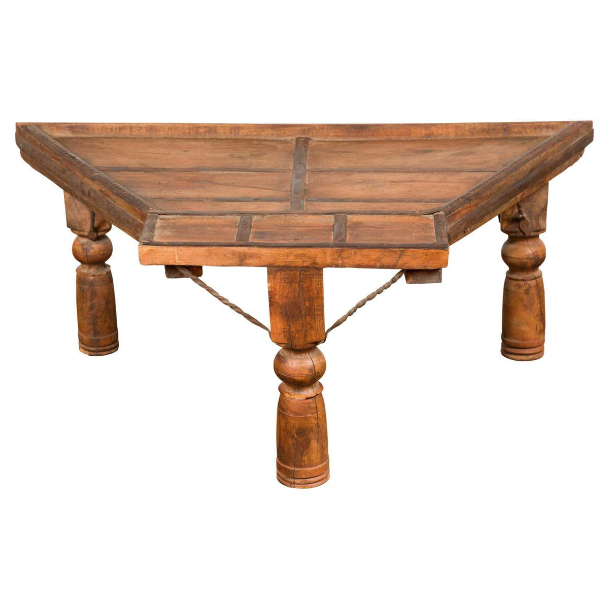 Indian 19th Century Wood Bullock Cart Made into a Coffee Table with Iron Details-1. Asian & Chinese Furniture, Art, Antiques, Vintage Home Décor for sale at FEA Home