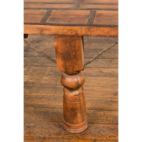 Indian 19th Century Wood Bullock Cart Made into a Coffee Table with Iron Details