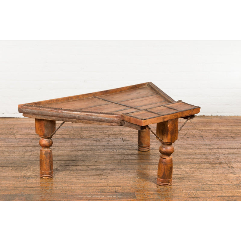 Indian 19th Century Wood Bullock Cart Made into a Coffee Table with Iron Details-YN7712-13. Asian & Chinese Furniture, Art, Antiques, Vintage Home Décor for sale at FEA Home