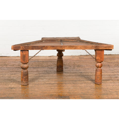Indian 19th Century Wood Bullock Cart Made into a Coffee Table with Iron Details-YN7712-2. Asian & Chinese Furniture, Art, Antiques, Vintage Home Décor for sale at FEA Home