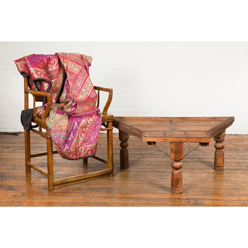 Indian 19th Century Wood Bullock Cart Made into a Coffee Table with Iron Details-YN7712-3. Asian & Chinese Furniture, Art, Antiques, Vintage Home Décor for sale at FEA Home
