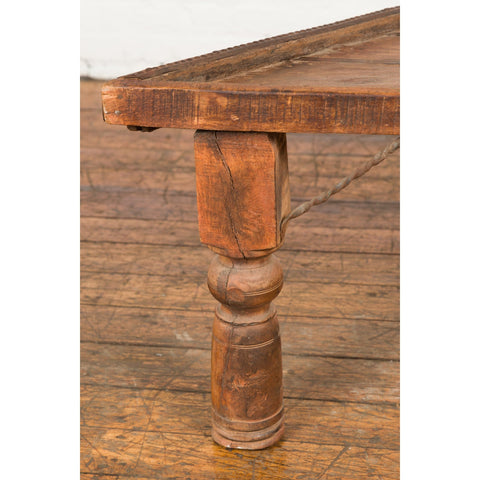 Indian 19th Century Wood Bullock Cart Made into a Coffee Table with Iron Details-YN7712-7. Asian & Chinese Furniture, Art, Antiques, Vintage Home Décor for sale at FEA Home
